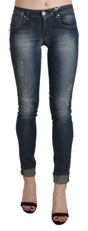 Chic Blue Washed Skinny Cropped Jeans sold by Louxly