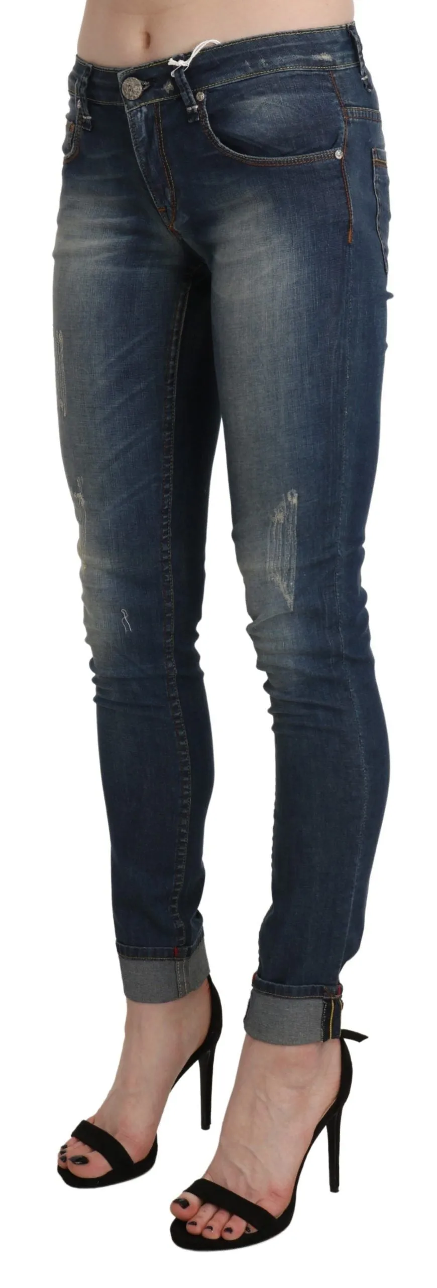 Chic Blue Washed Skinny Cropped Jeans sold by Louxly product image thumbnail 2