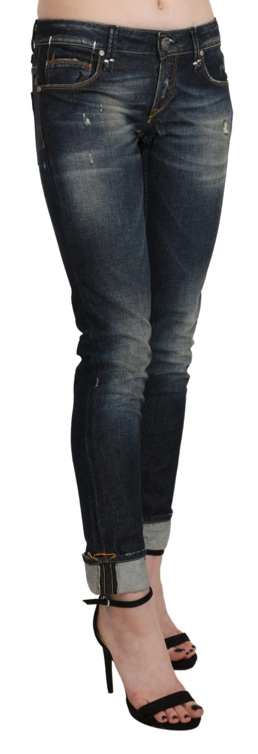 Chic Dark Blue Skinny Cropped Jeans sold by Louxly product image thumbnail 4