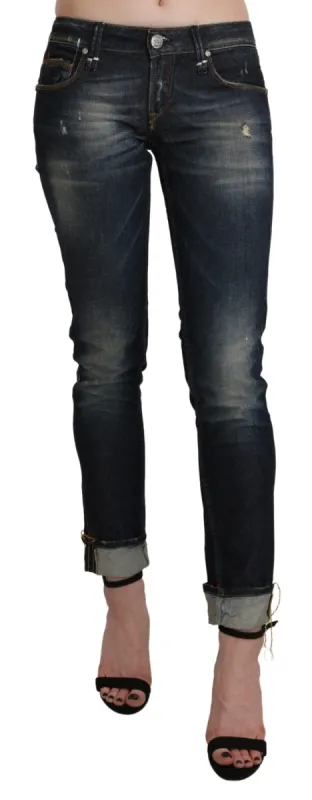Chic Dark Blue Skinny Cropped Jeans sold by Louxly