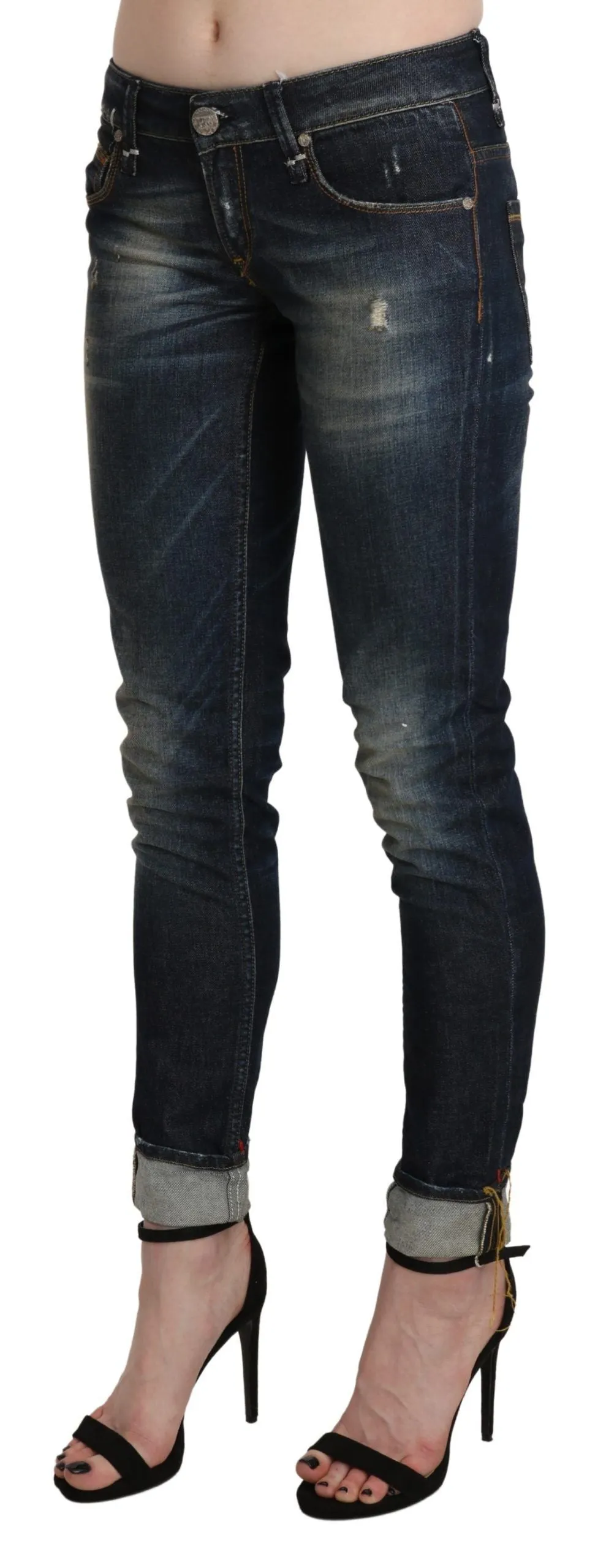 Chic Dark Blue Skinny Cropped Jeans sold by Louxly product image thumbnail 2