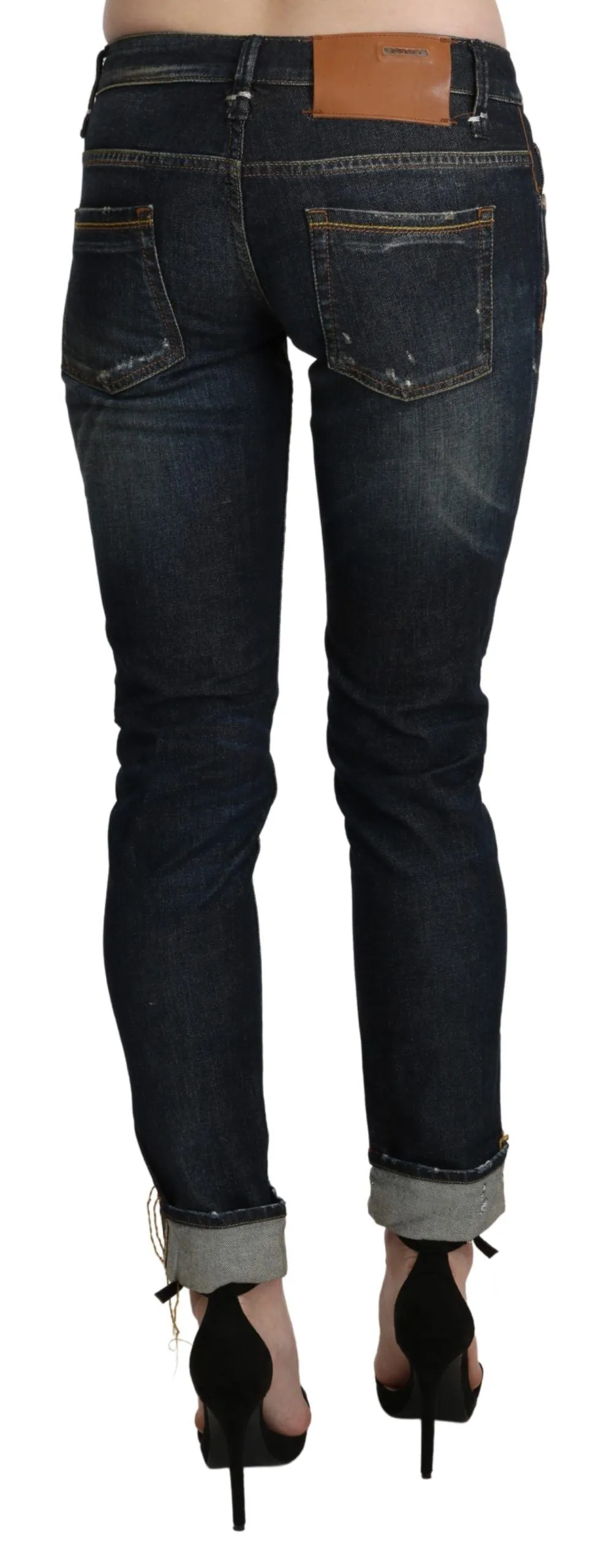 Chic Dark Blue Skinny Cropped Jeans sold by Louxly product image thumbnail 3