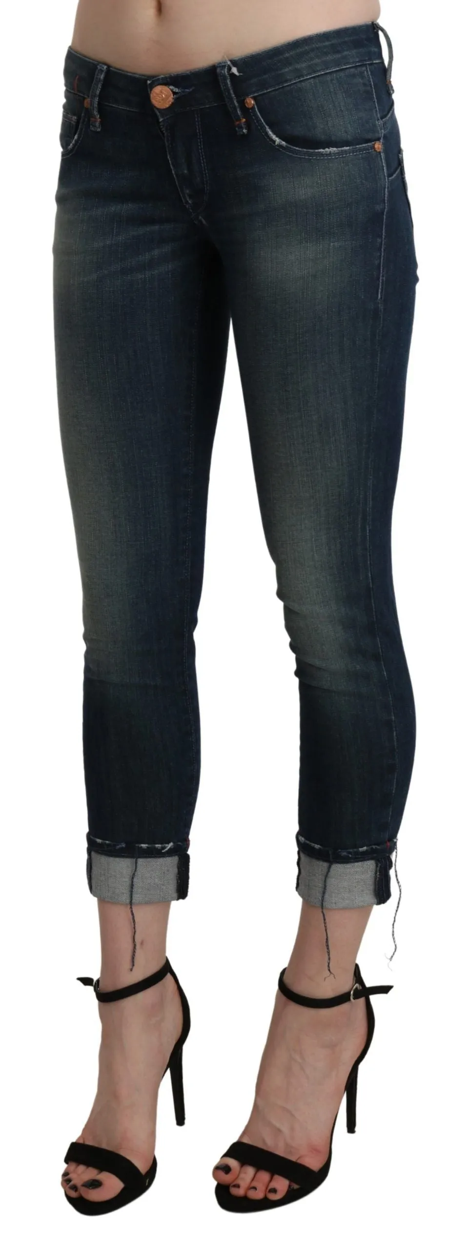 Chic Blue Washed Skinny Cropped Denim sold by Louxly product image thumbnail 2