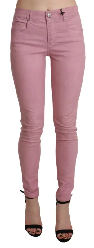 Chic Pink Mid Waist Skinny Jeans sold by Louxly