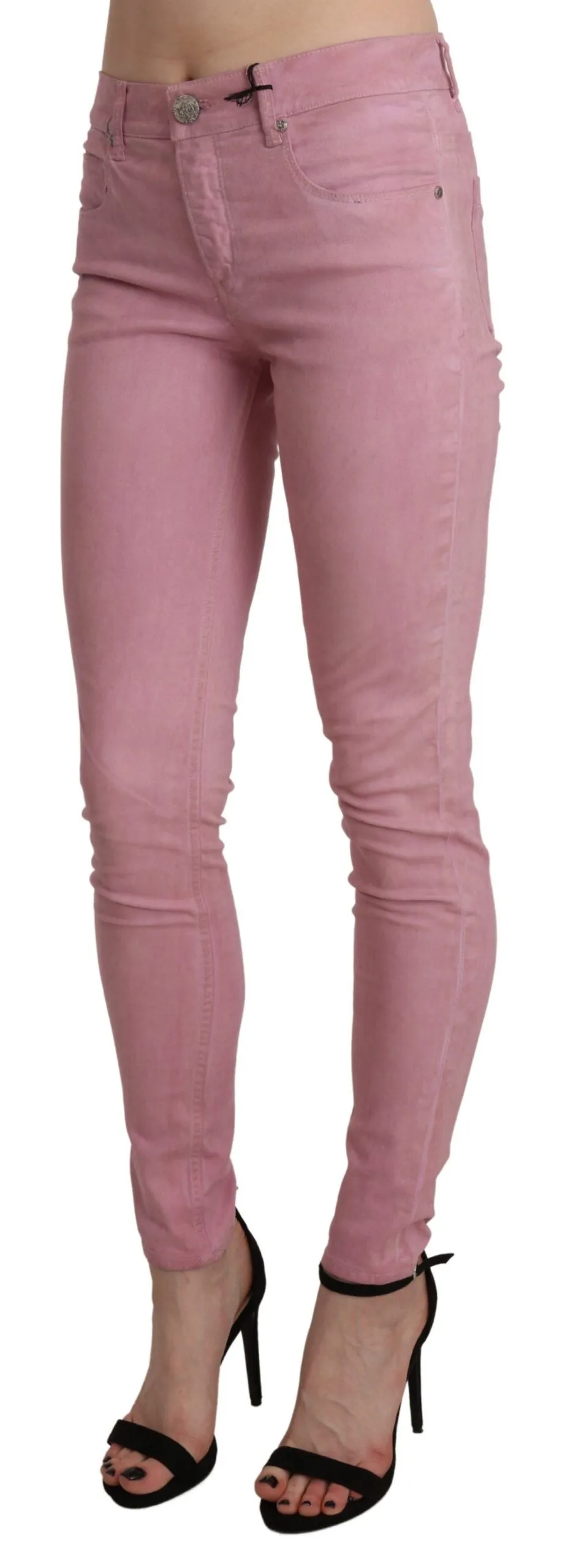 Chic Pink Mid Waist Skinny Jeans sold by Louxly product image thumbnail 2