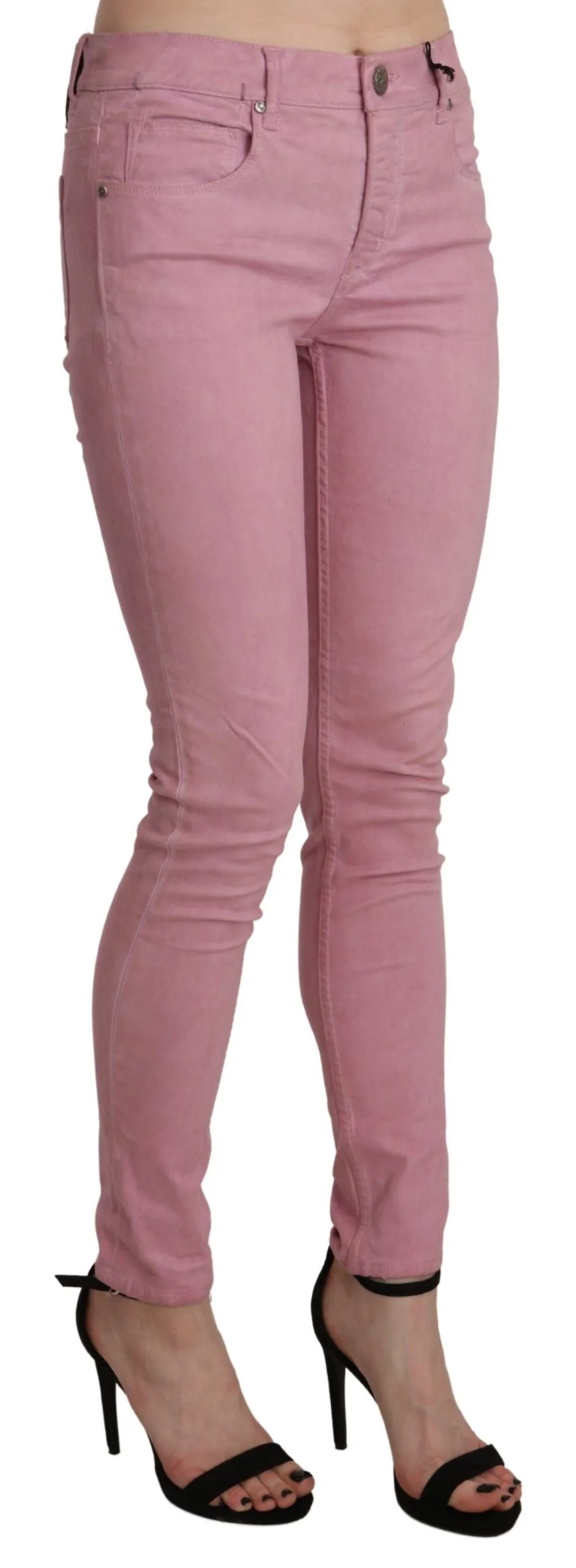 Chic Pink Mid Waist Skinny Jeans sold by Louxly product image thumbnail 4