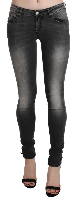 Sleek Low Waist Skinny Denim in Black Wash sold by Louxly