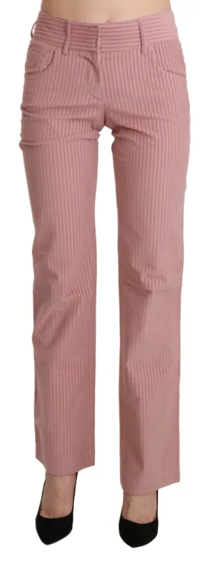 Chic Pink Mid Waist Straight Trousers made by Ermanno Scervino