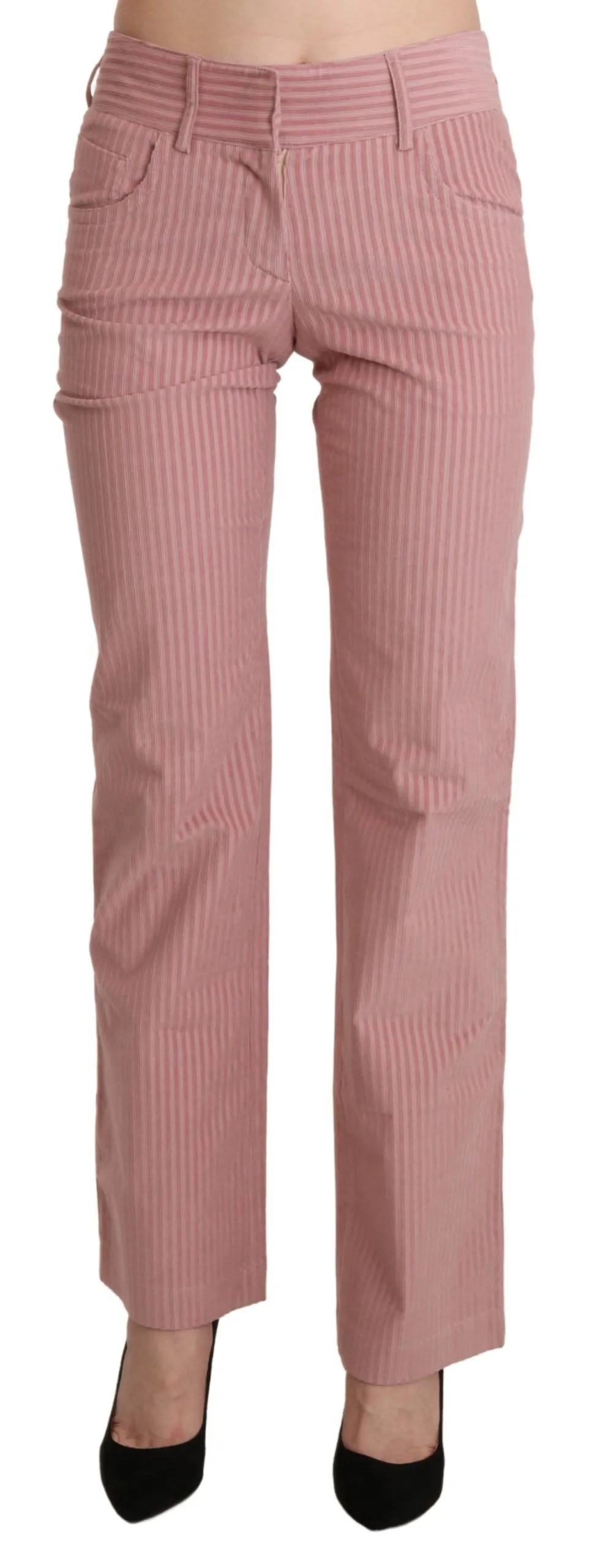 Chic Pink Mid Waist Straight Trousers sold by Louxly product image thumbnail 3