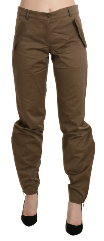Chic Brown Mid Waist Straight Trousers made by Ermanno Scervino