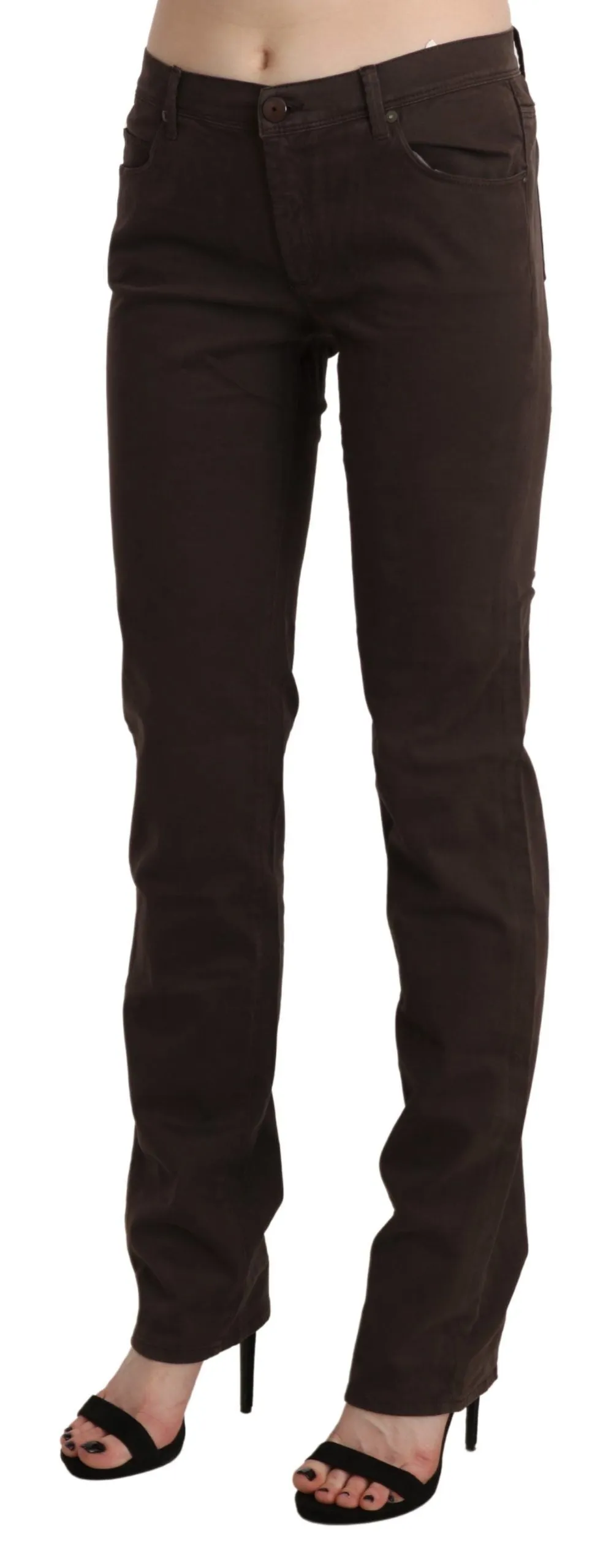 Chic Brown Mid Waist Skinny Trousers sold by Louxly product image thumbnail 2