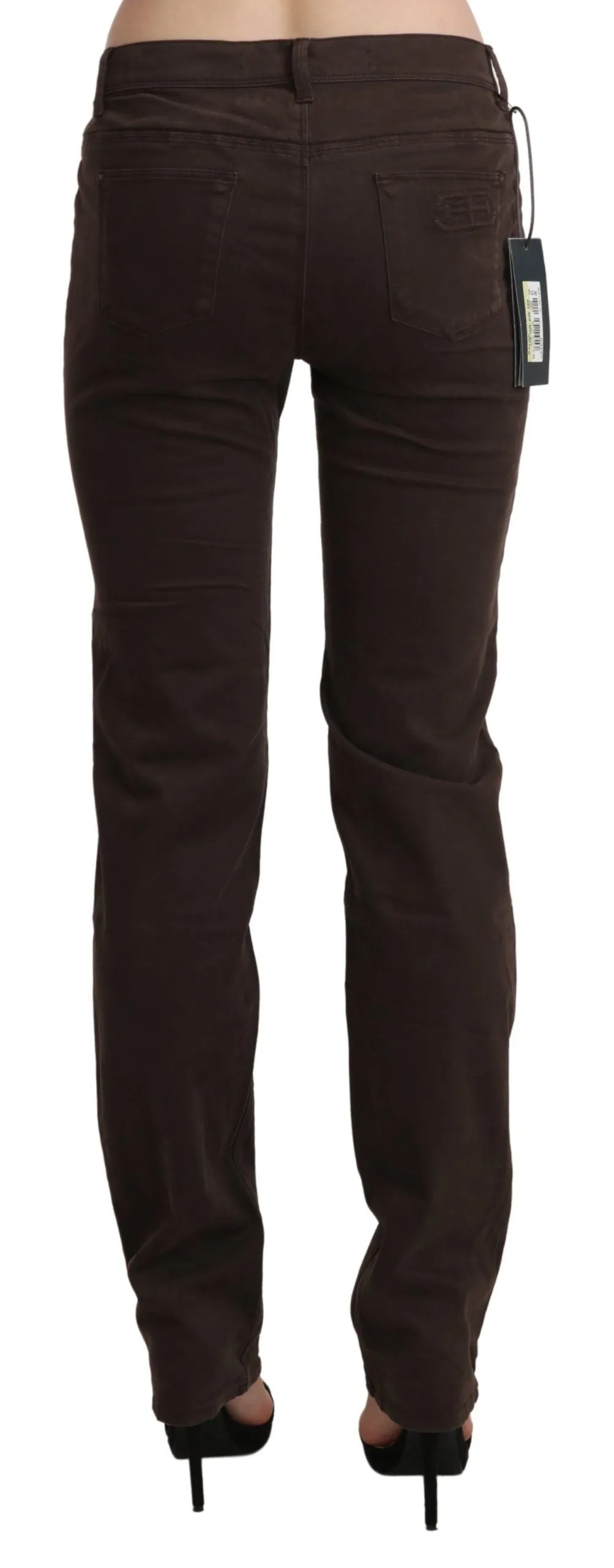 Chic Brown Mid Waist Skinny Trousers sold by Louxly product image thumbnail 3