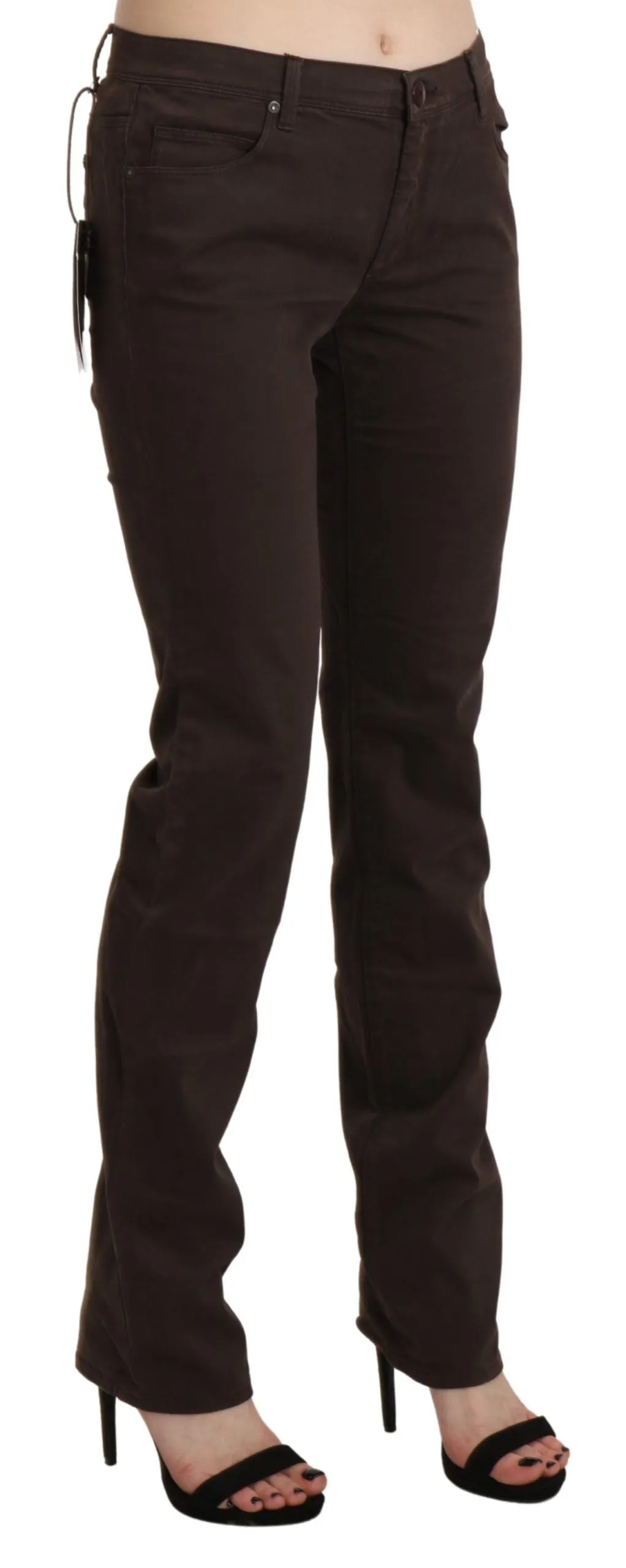 Chic Brown Mid Waist Skinny Trousers sold by Louxly product image thumbnail 4