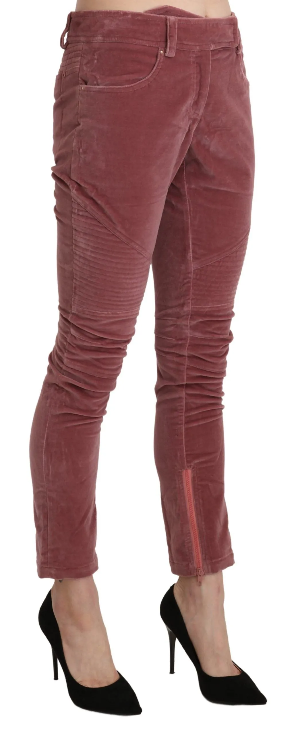 Chic Red Mid Waist Skinny Trousers sold by Louxly product image thumbnail 4
