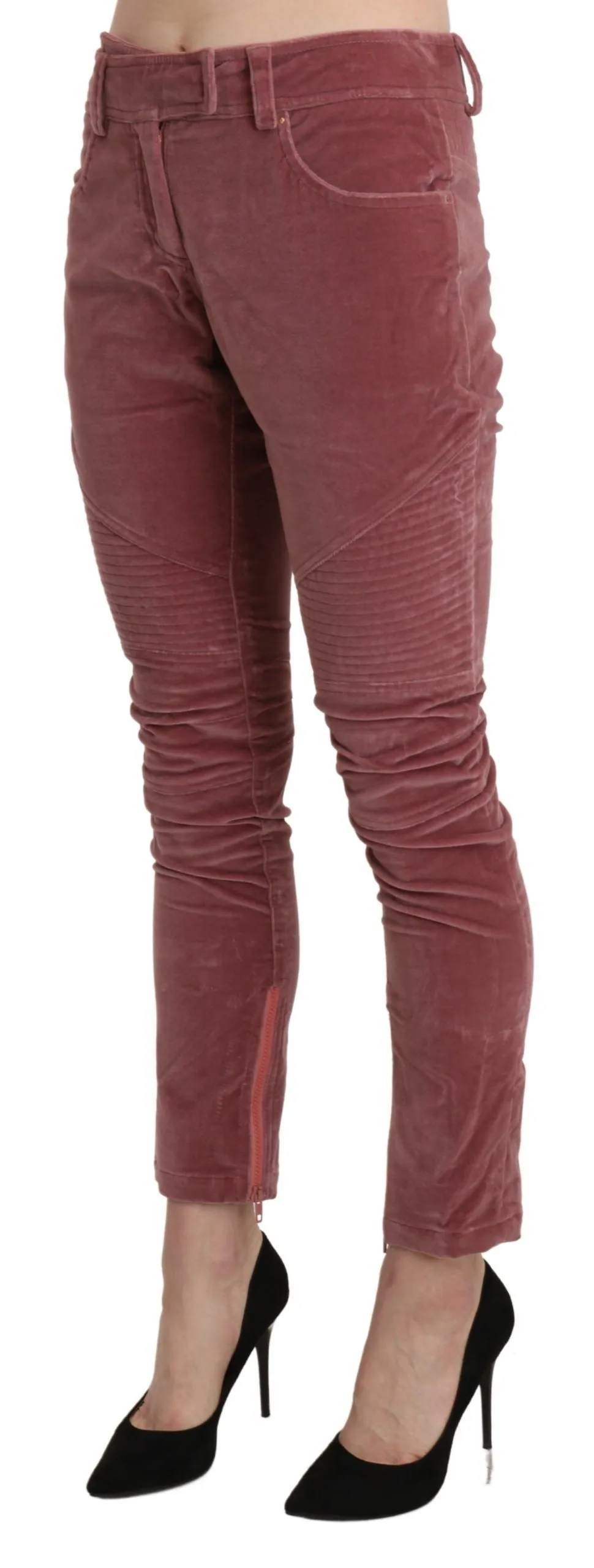 Chic Red Mid Waist Skinny Trousers sold by Louxly product image thumbnail 2