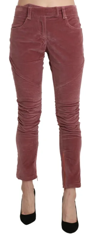 Chic Red Mid Waist Skinny Trousers sold by Louxly