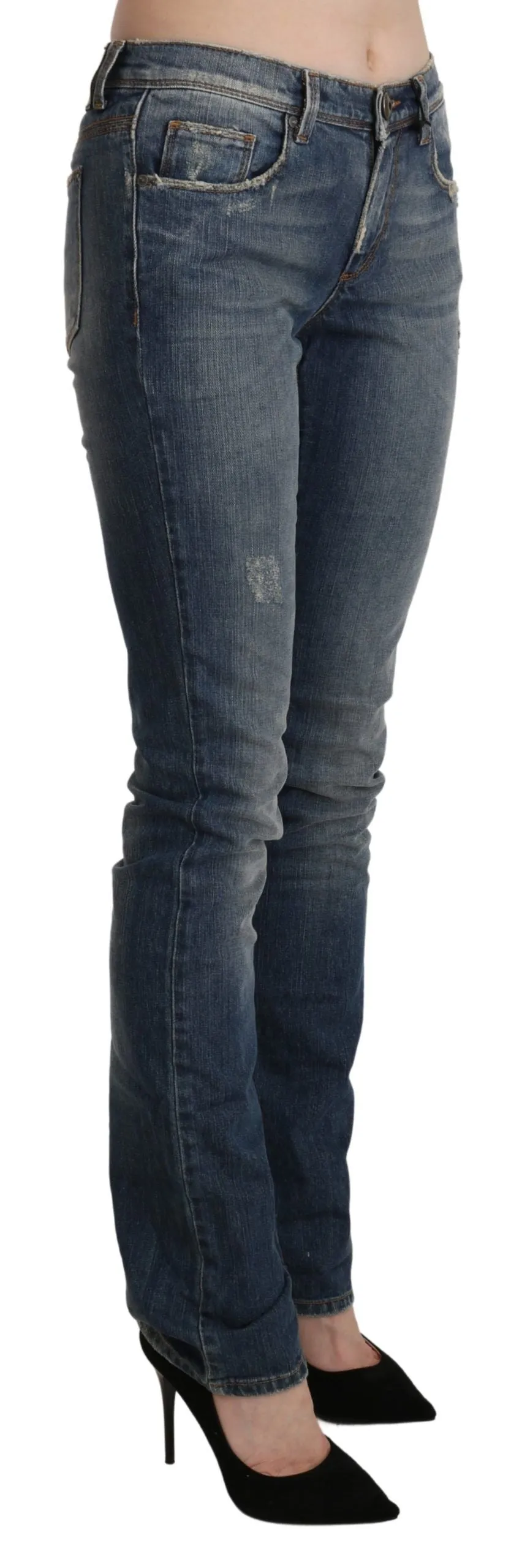 Chic Mid Waist Skinny Denim in Blue Washed sold by Louxly product image thumbnail 4