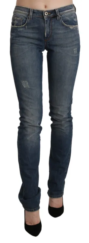 Chic Mid Waist Skinny Denim in Blue Washed sold by Louxly