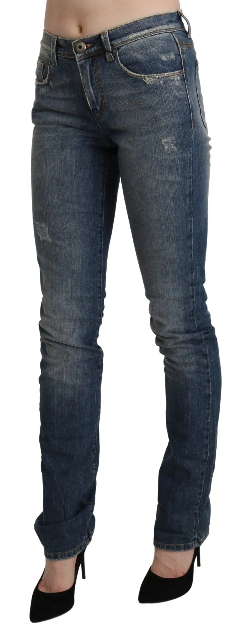 Chic Mid Waist Skinny Denim in Blue Washed sold by Louxly product image thumbnail 2