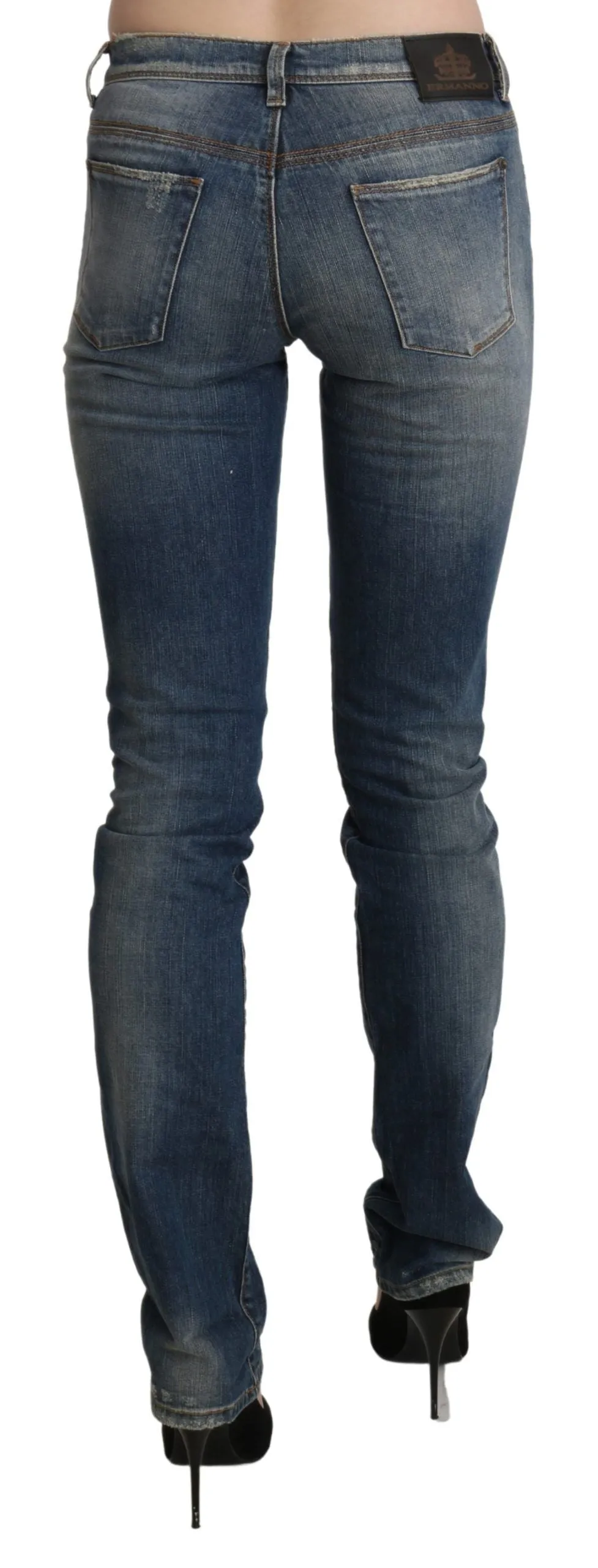 Chic Mid Waist Skinny Denim in Blue Washed sold by Louxly product image thumbnail 3
