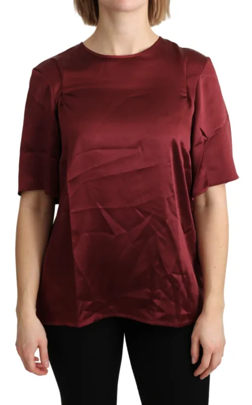 Elegant Silk Bordeaux Blouse sold by Louxly