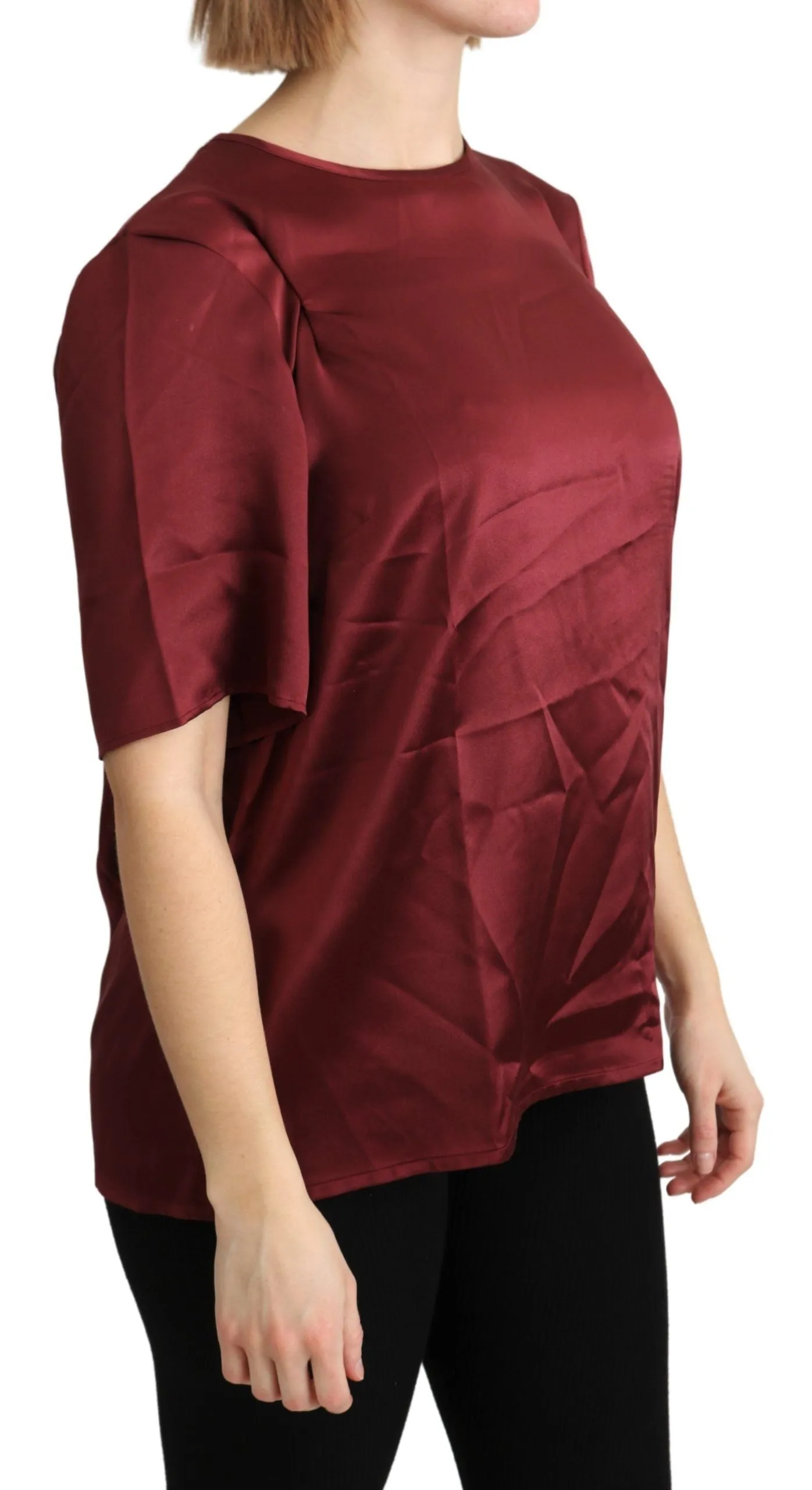 Elegant Silk Bordeaux Blouse sold by Louxly product image thumbnail 2