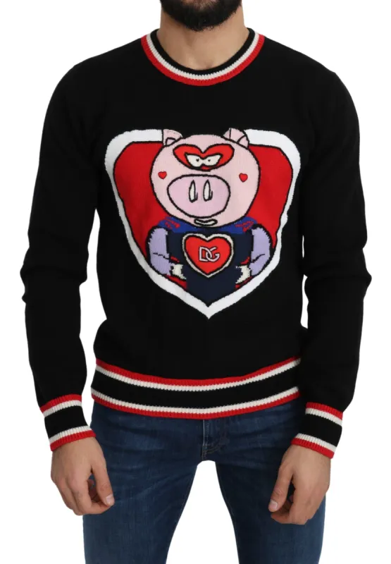 Elegant Black Cashmere Crew Neck Sweater made by Louxly