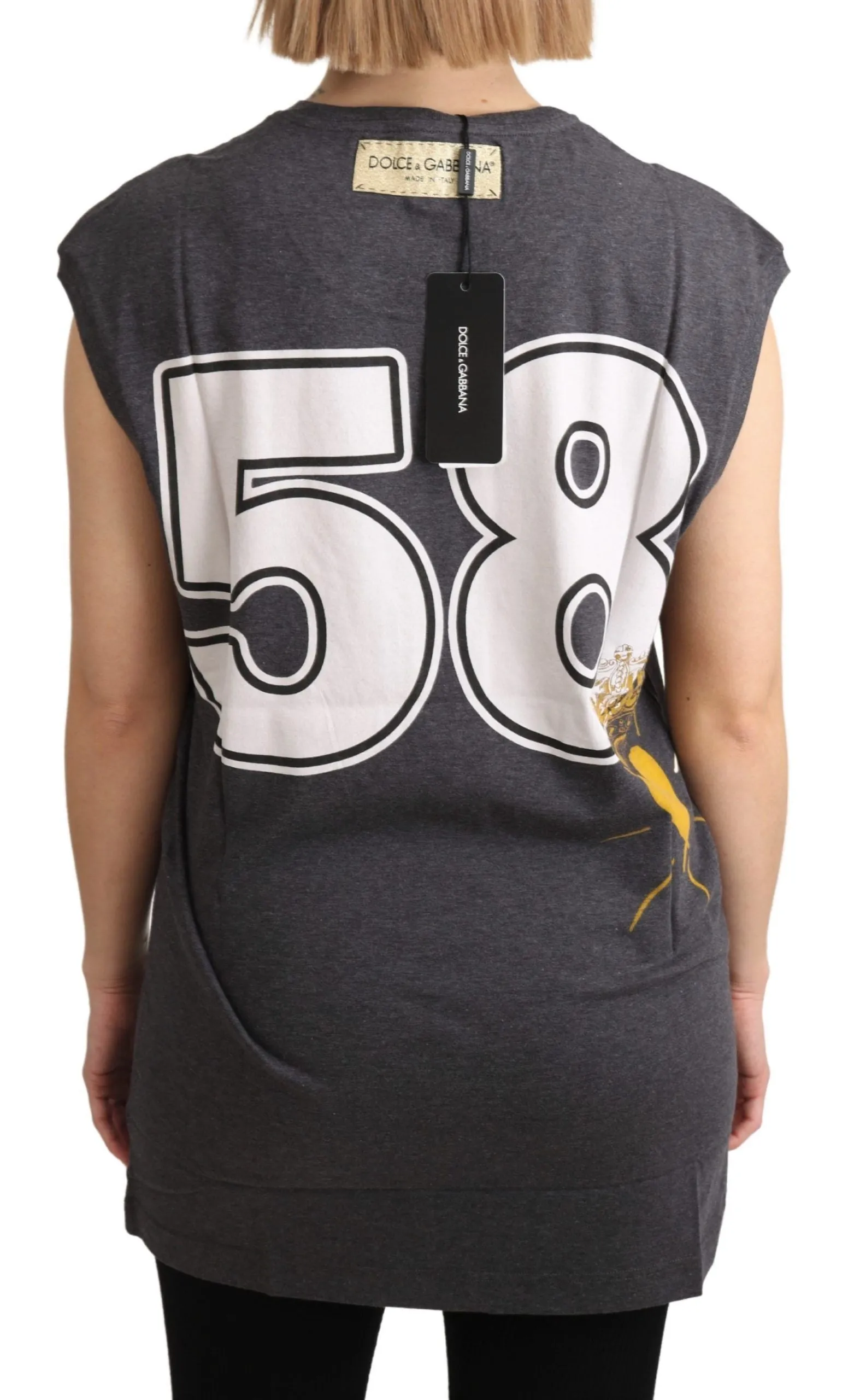 Elegant Gray Cotton Cap Sleeve Tee sold by Louxly product image thumbnail 4