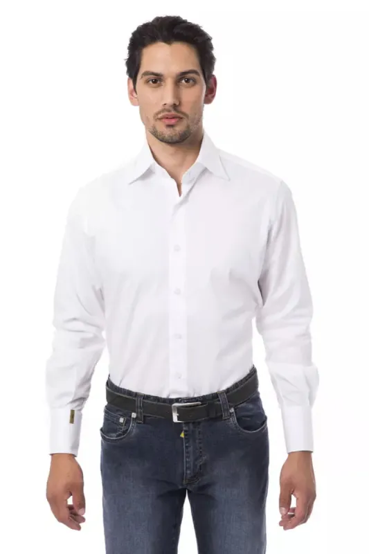 White Cotton Men Shirt made by Louxly