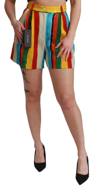 Multicolor Striped High-Waist Shorts sold by Louxly
