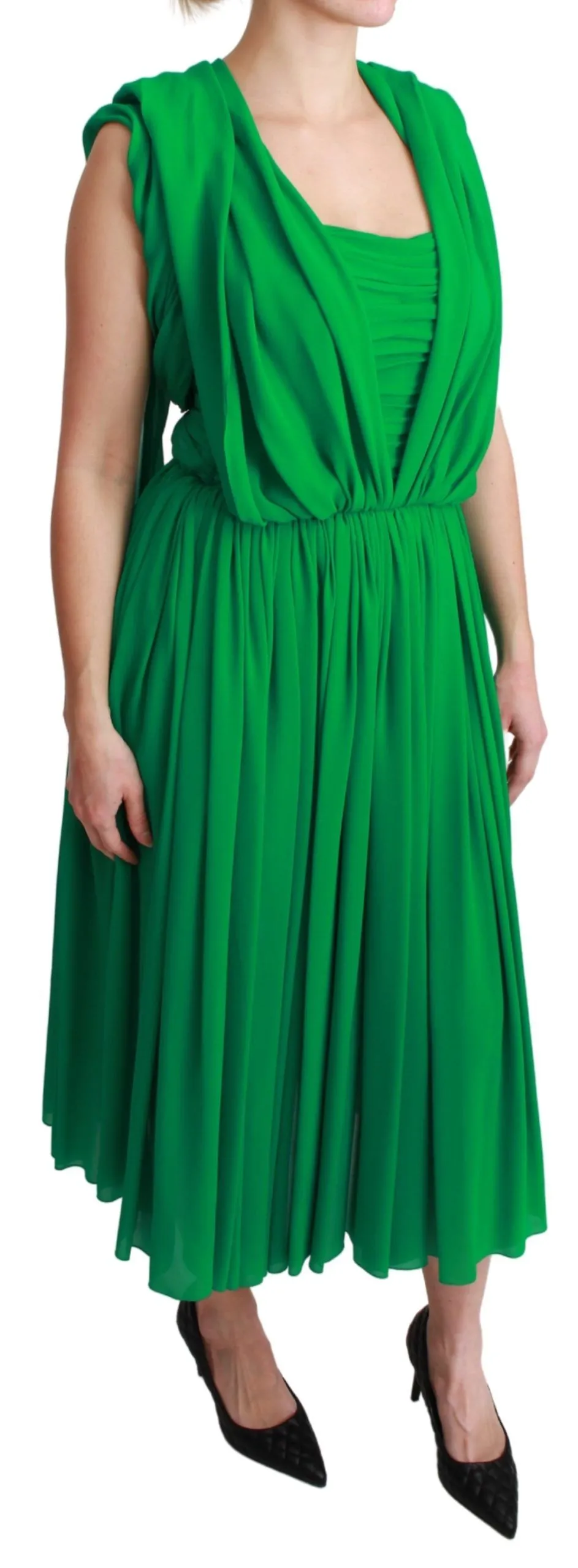 Elegant Sleeveless Pleated Silk Maxi Dress sold by Louxly product image thumbnail 2