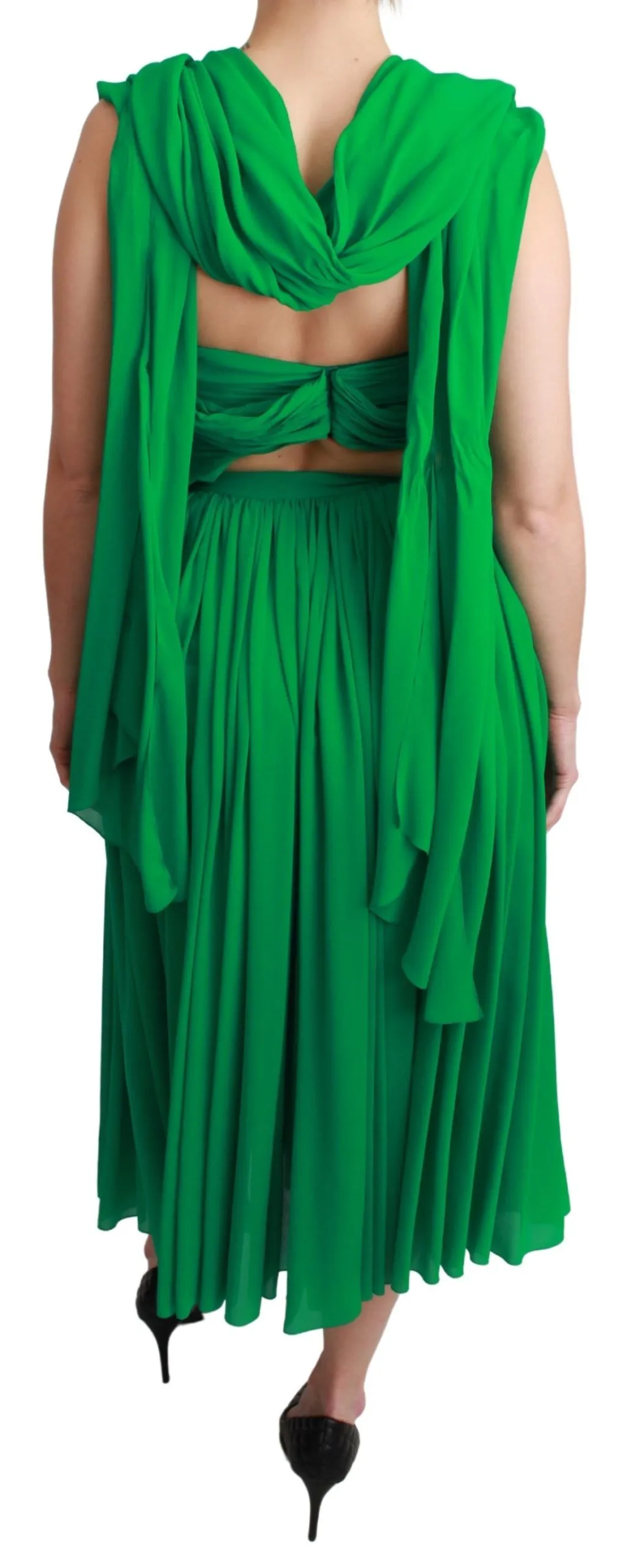 Elegant Sleeveless Pleated Silk Maxi Dress sold by Louxly product image thumbnail 4