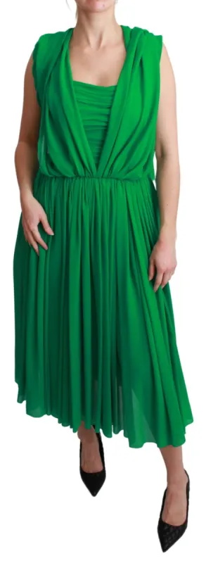 Elegant Sleeveless Pleated Silk Maxi Dress made by Louxly
