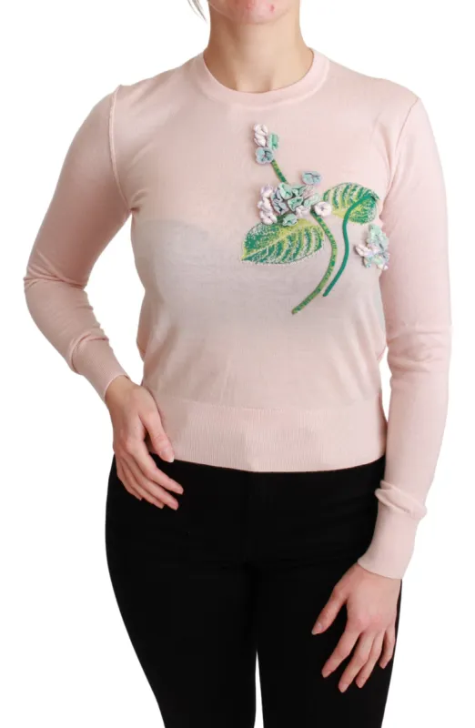 Silk Blend Floral Embroidered Sweater sold by Louxly