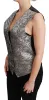 Elegant Silver Sleeveless Brocade Vest sold by Louxly