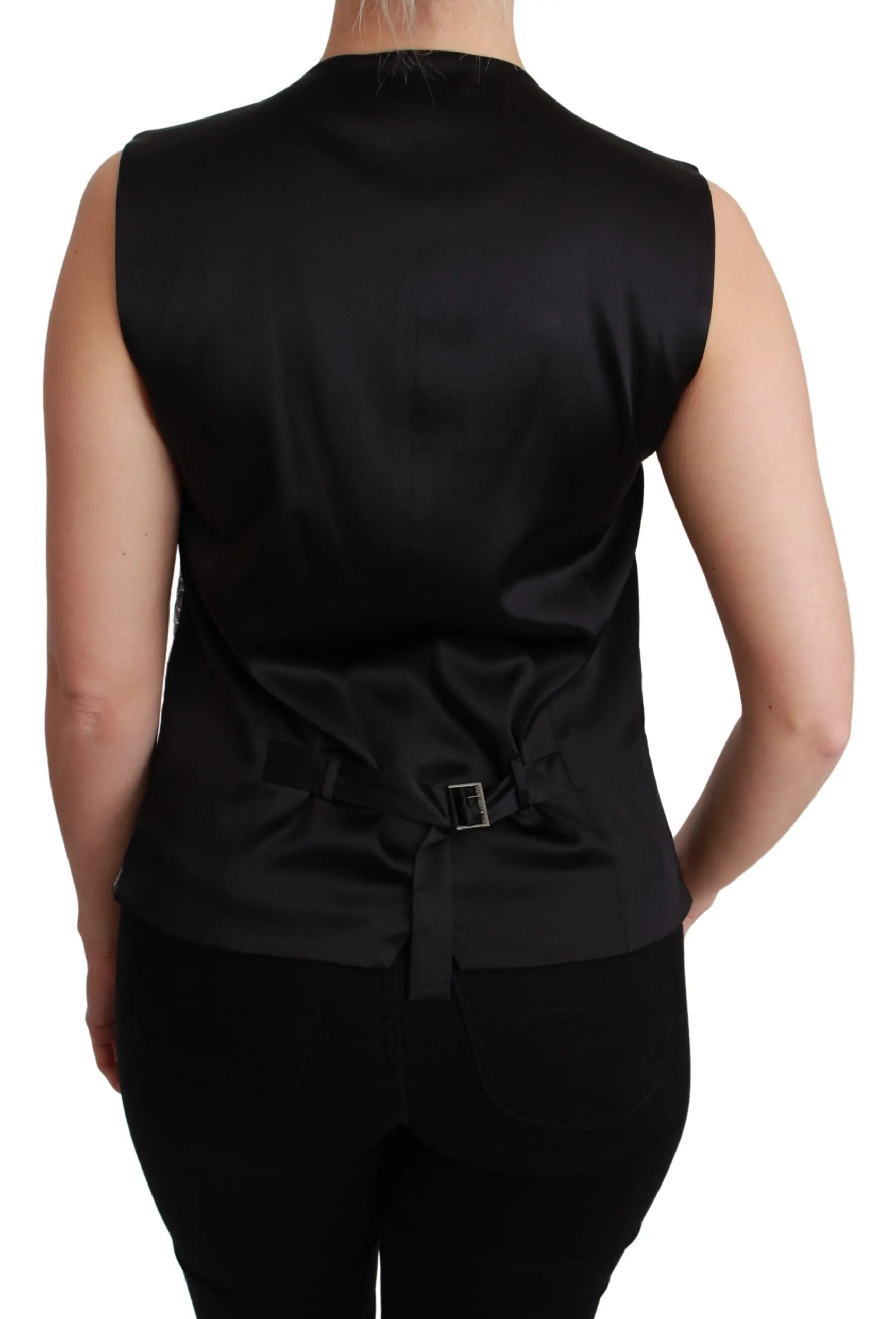 Elegant Silver Sleeveless Brocade Vest sold by Louxly product image thumbnail 4