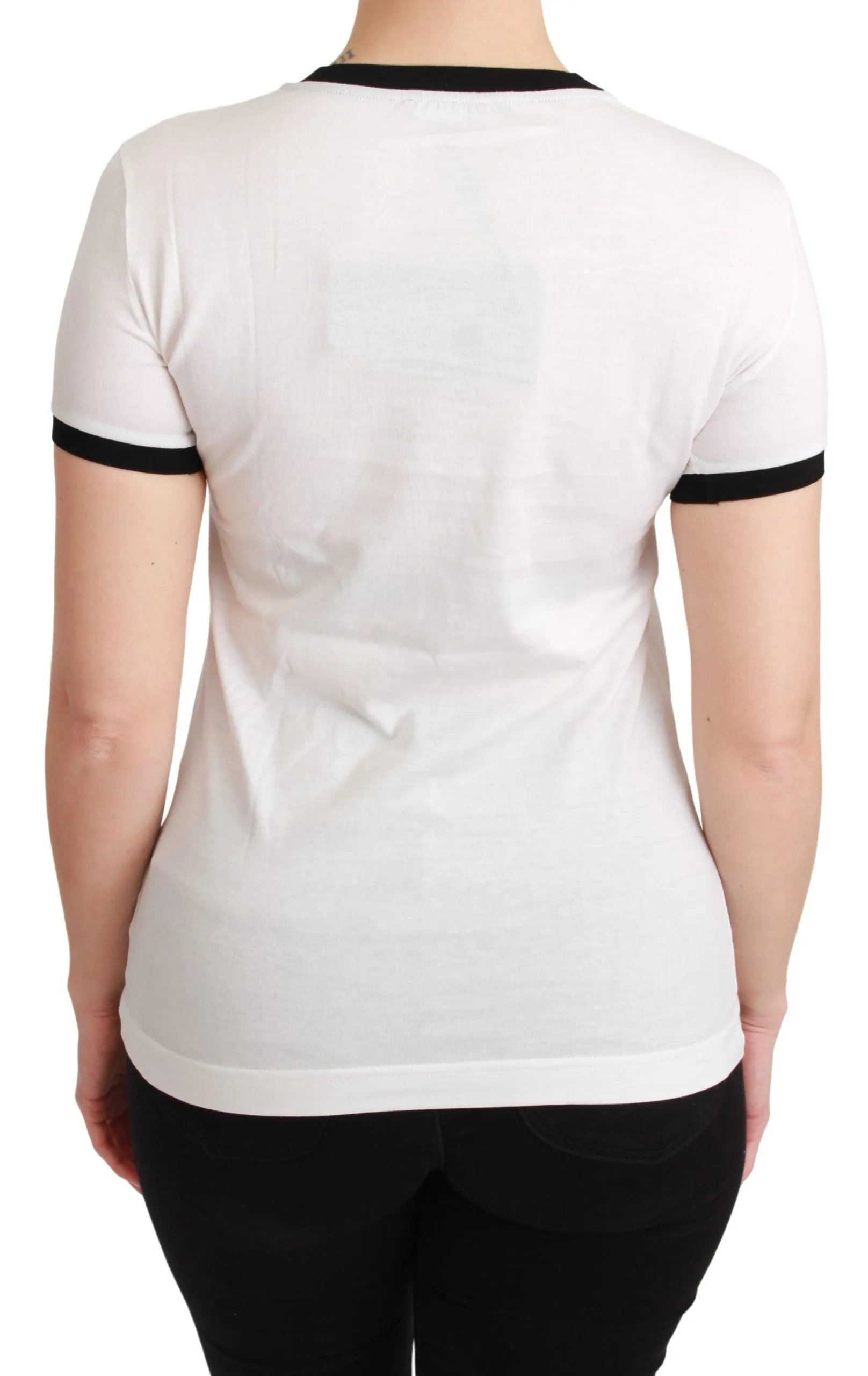 Elegant White Cotton Crewneck Tee with Motive sold by Louxly product image thumbnail 4