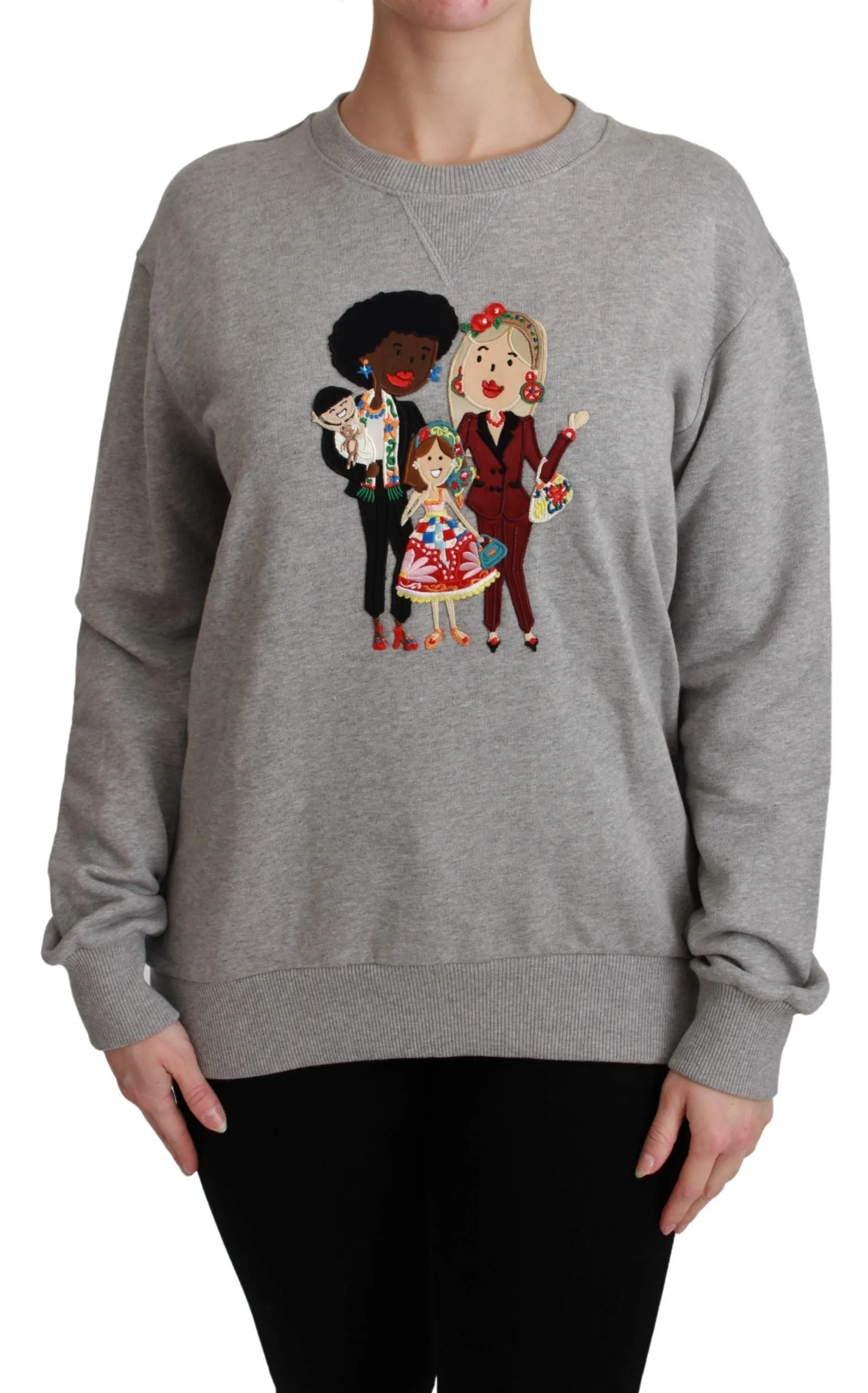 Elegant Multicolor Embroidered Crew-neck Sweater sold by Louxly
