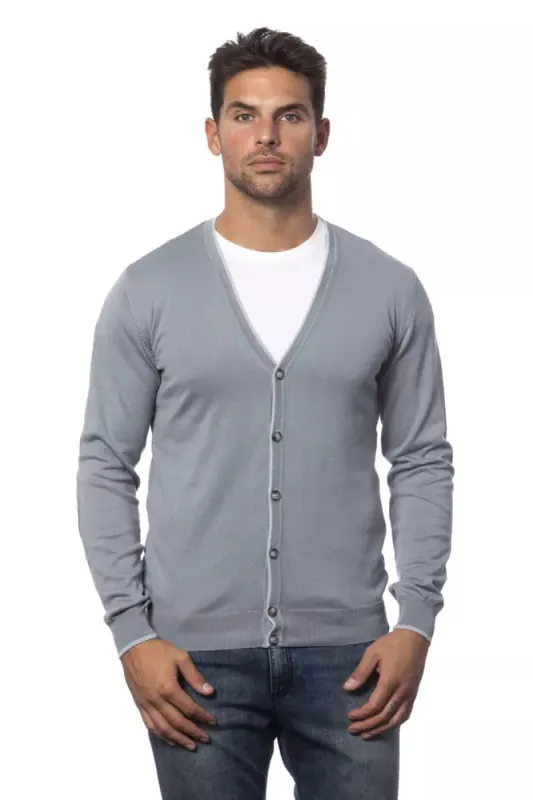 Gray Cotton Men Cardigan sold by Louxly