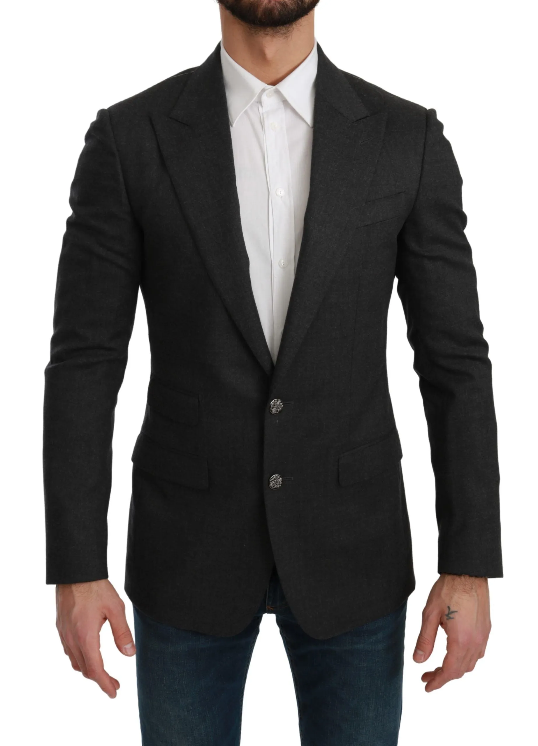 Elegant Gray Slim Fit Formal Blazer sold by Louxly product image thumbnail 2
