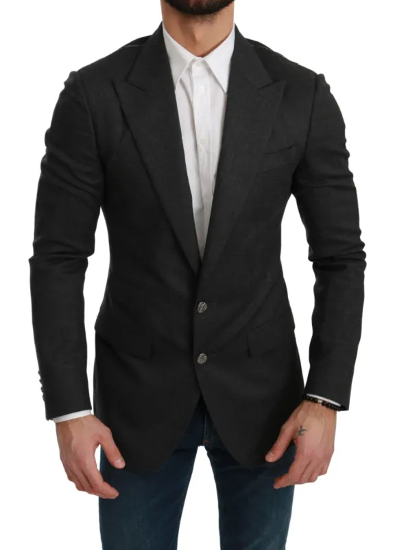 Elegant Gray Slim Fit Formal Blazer sold by Louxly