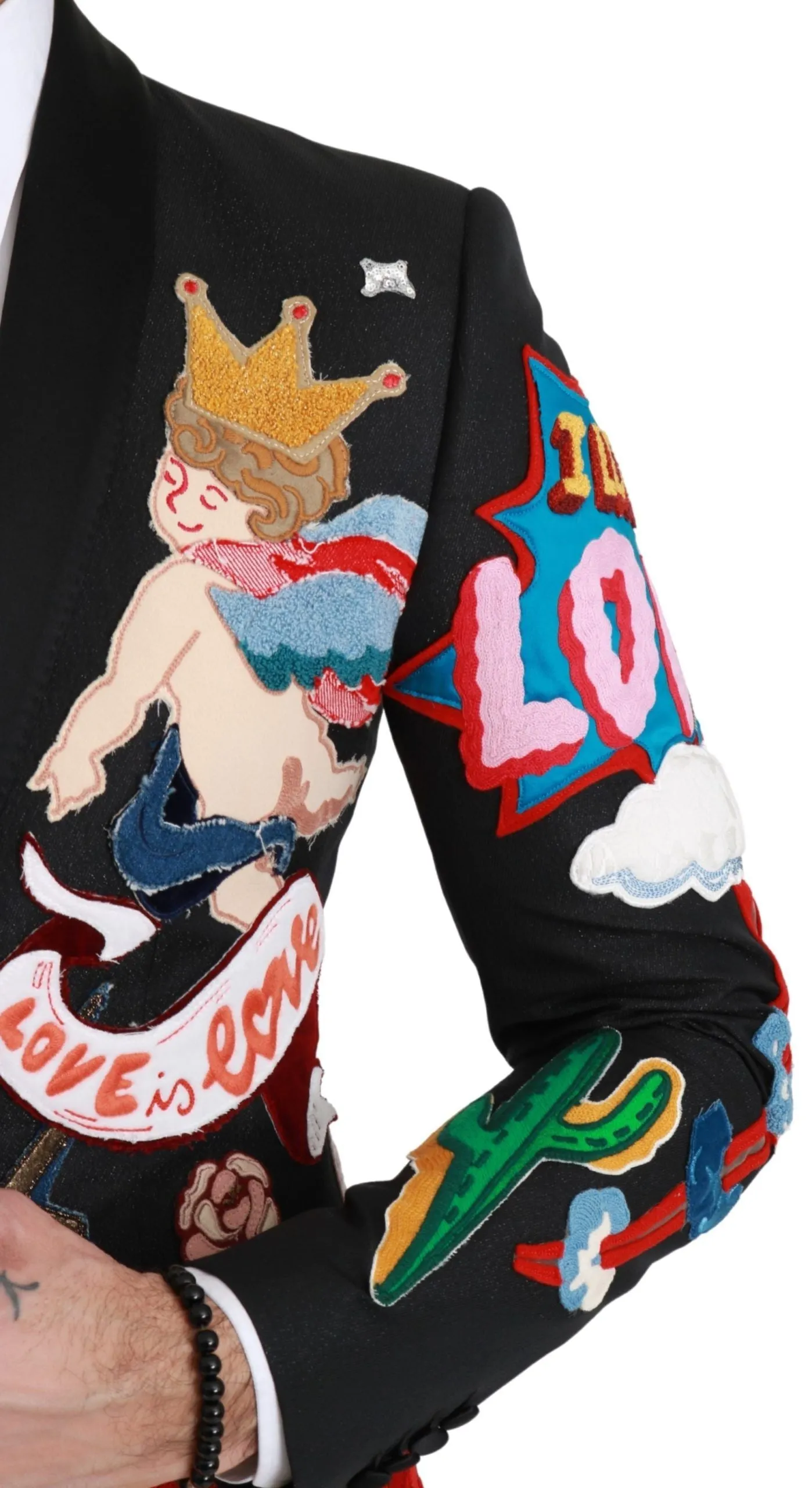 Chic Black Multicolor Motif Slim Fit Blazer sold by Louxly product image thumbnail 5