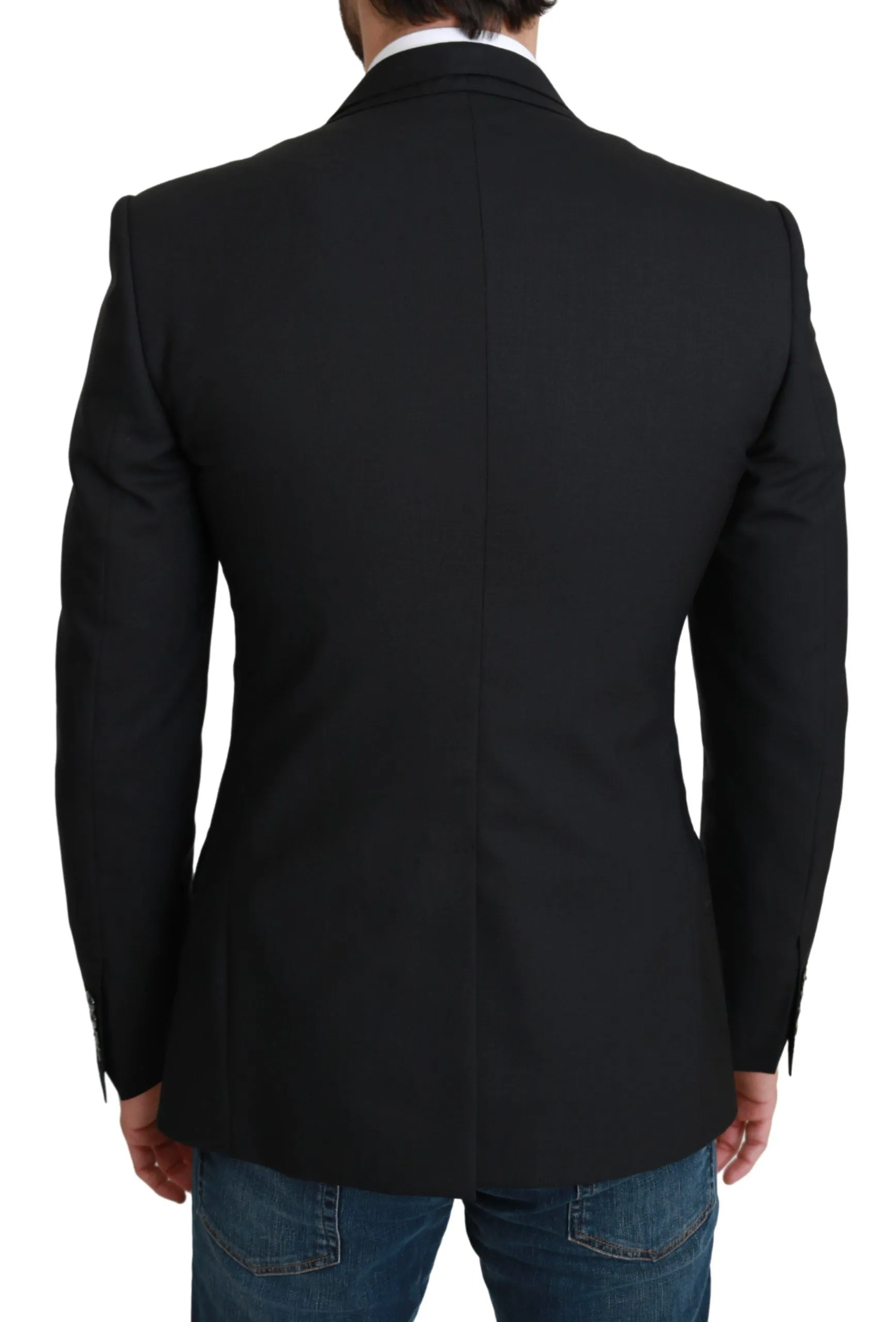 Elegant Black Virgin Wool Formal Blazer sold by Louxly product image thumbnail 3