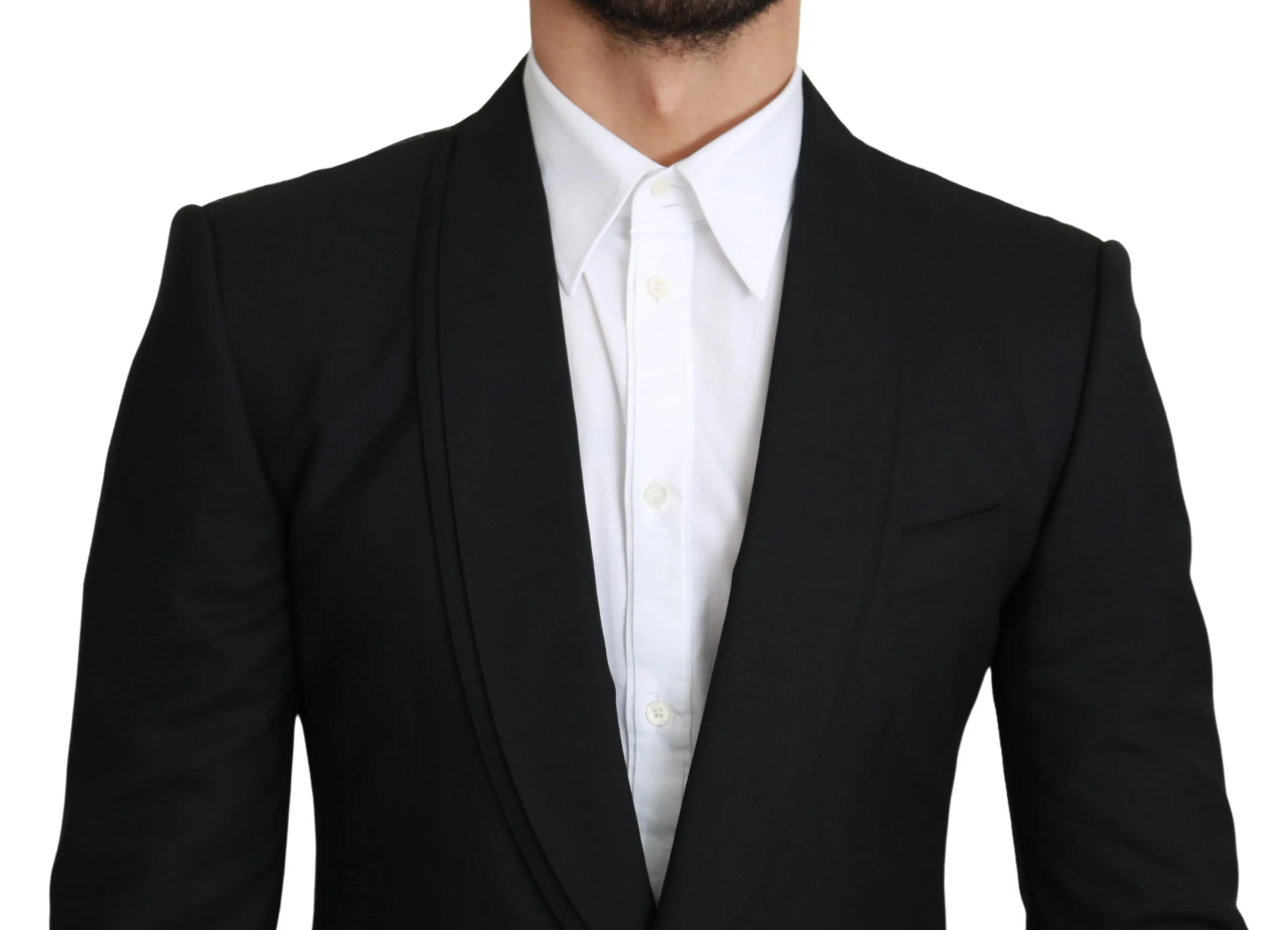 Elegant Black Virgin Wool Formal Blazer sold by Louxly product image thumbnail 4