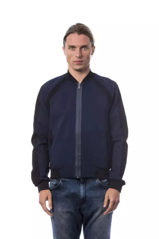 Blue Viscose Men Bomber Jacket sold by Louxly