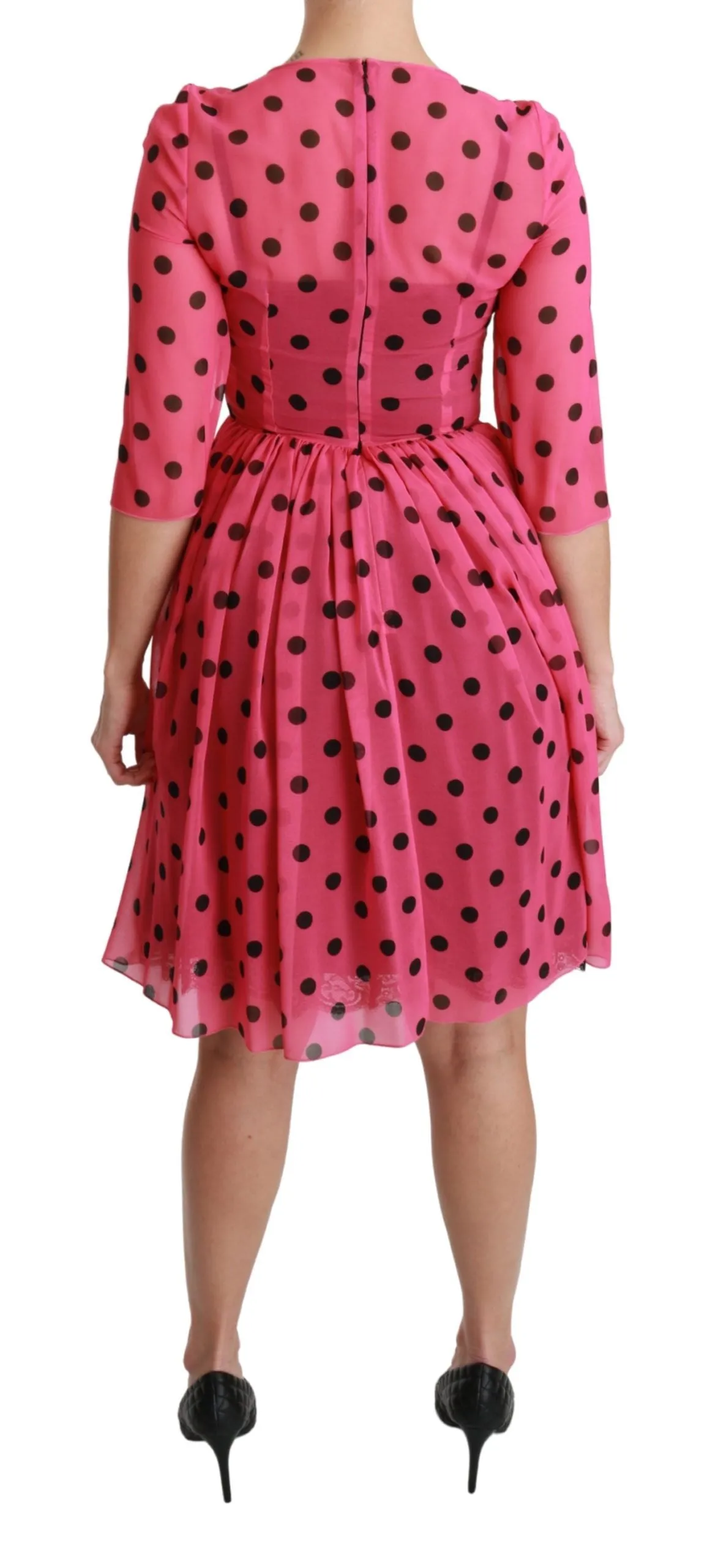 Elegant Polka Dot A-Line Knee Length Dress sold by Louxly product image thumbnail 4