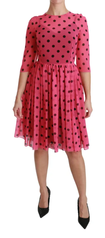 Elegant Polka Dot A-Line Knee Length Dress sold by Louxly