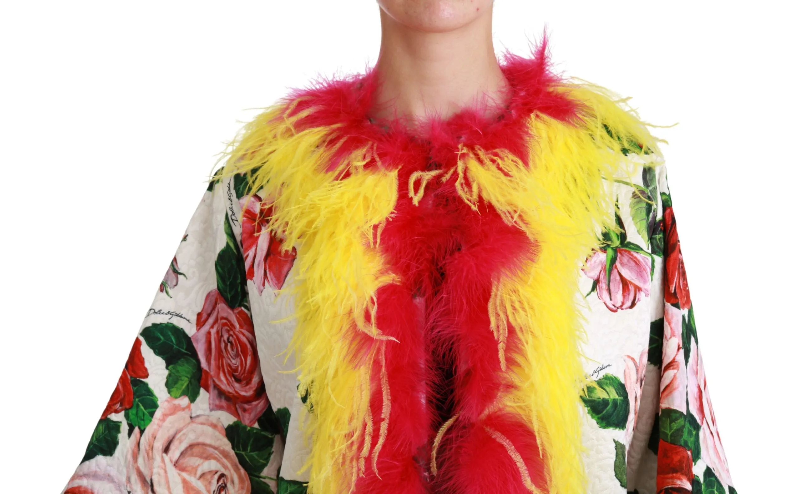Elegant Floral Cape Jacket with Fur Details sold by Louxly product image thumbnail 5
