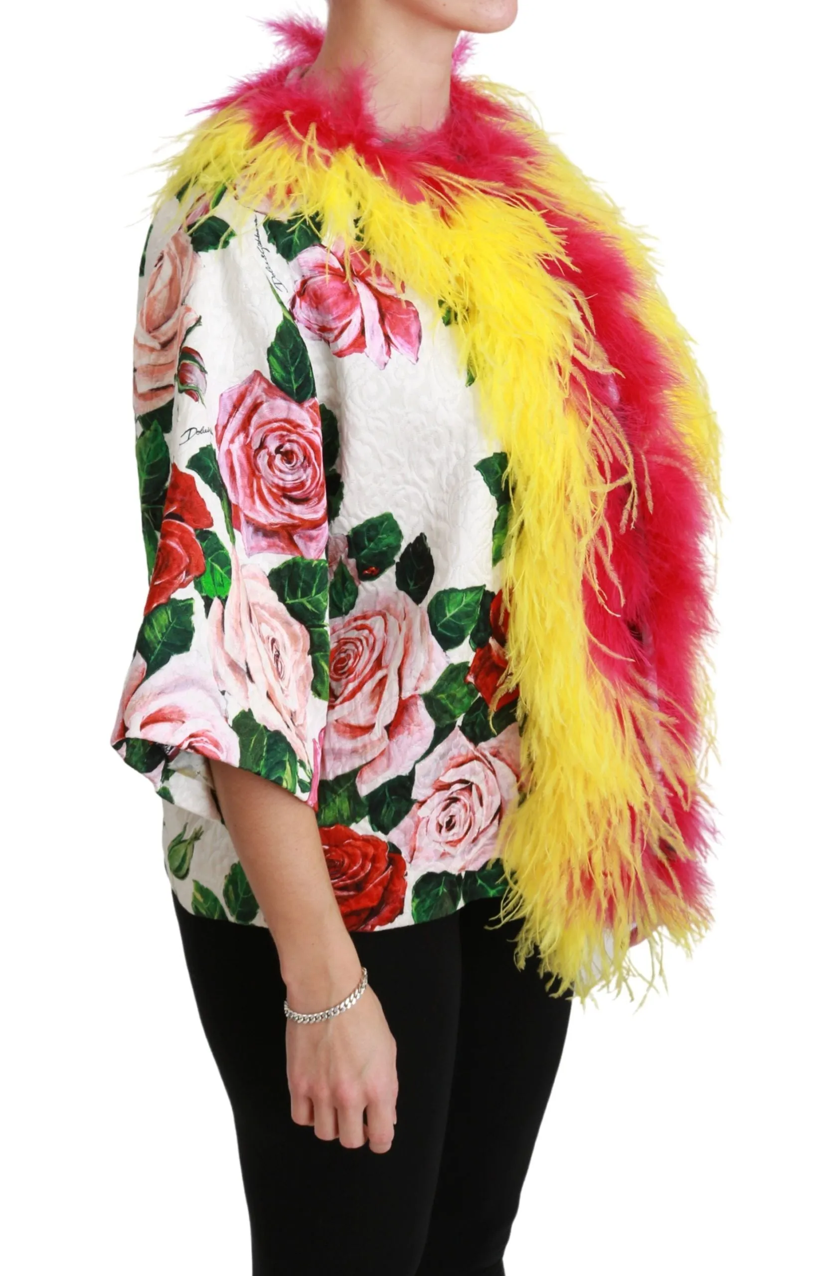 Elegant Floral Cape Jacket with Fur Details sold by Louxly product image thumbnail 2