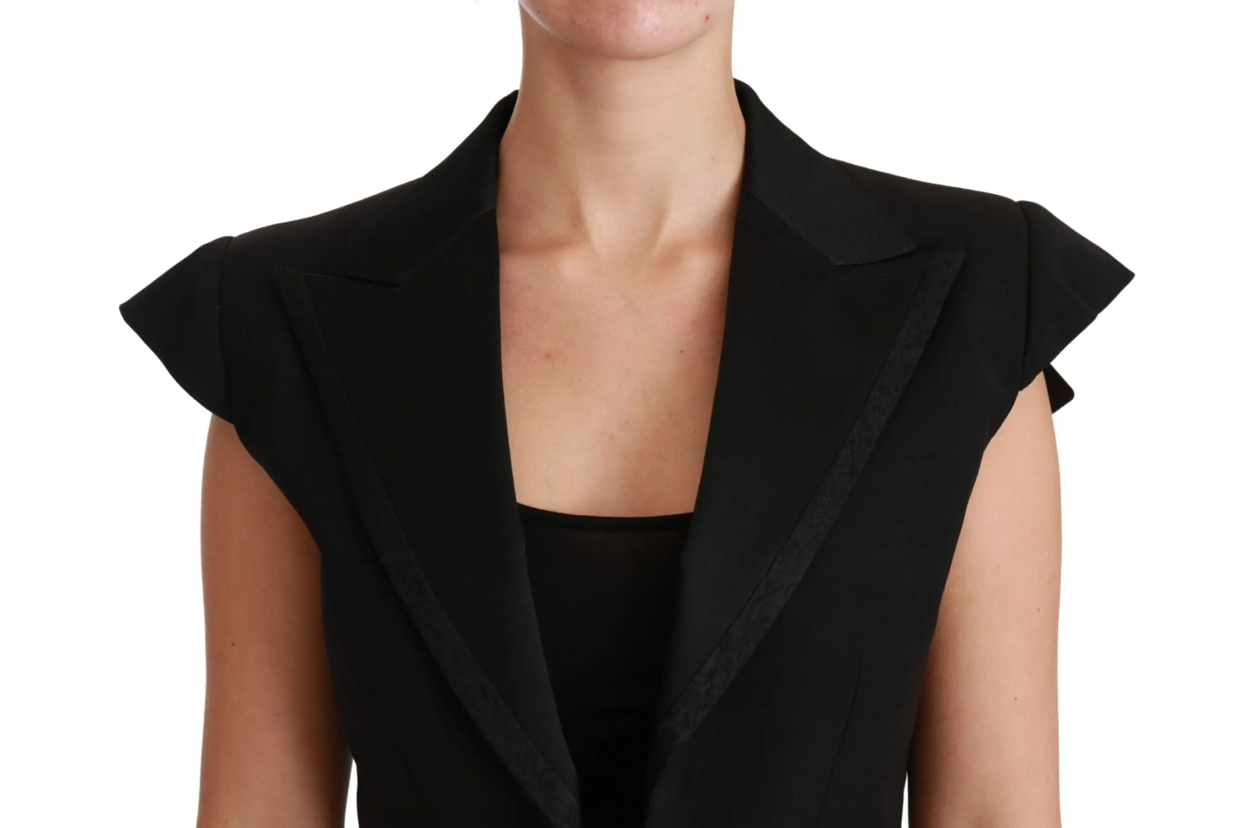 Elegant Black Cropped Blazer Vest sold by Louxly product image thumbnail 5